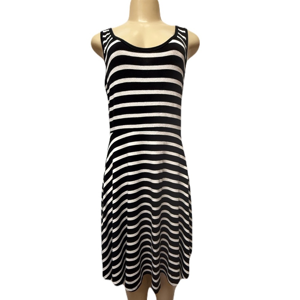 Old Navy Black and White Striped Midi Dress